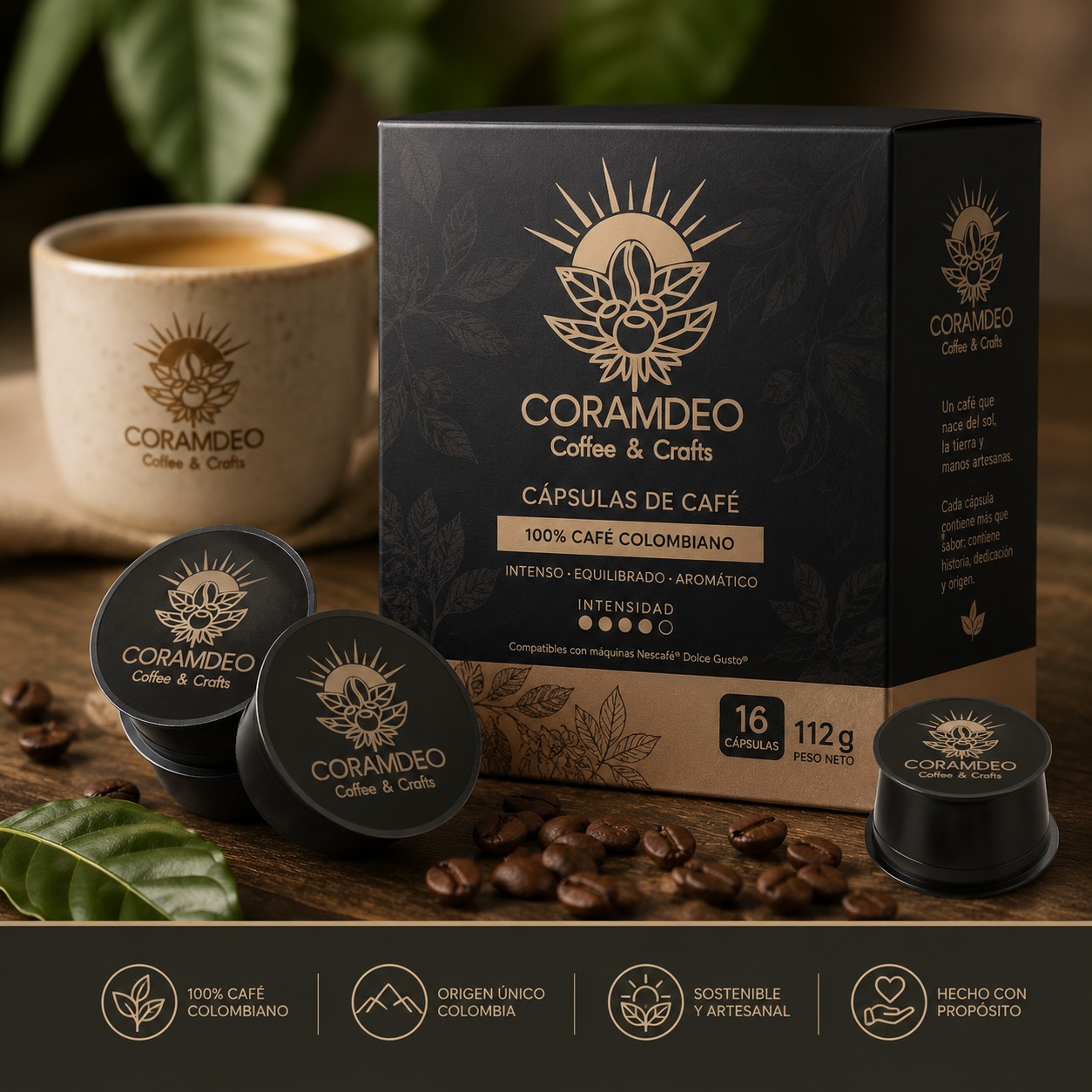 Cápsulas de Café CORAMDEO Coffee & Crafts – Espresso Intenso
